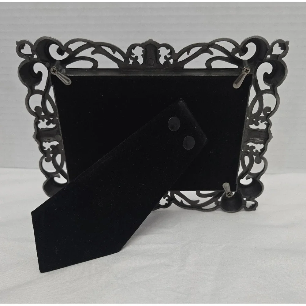Orna Metals Antique-Style Ornate Pewter Double Photo Frame Scrollwork Design